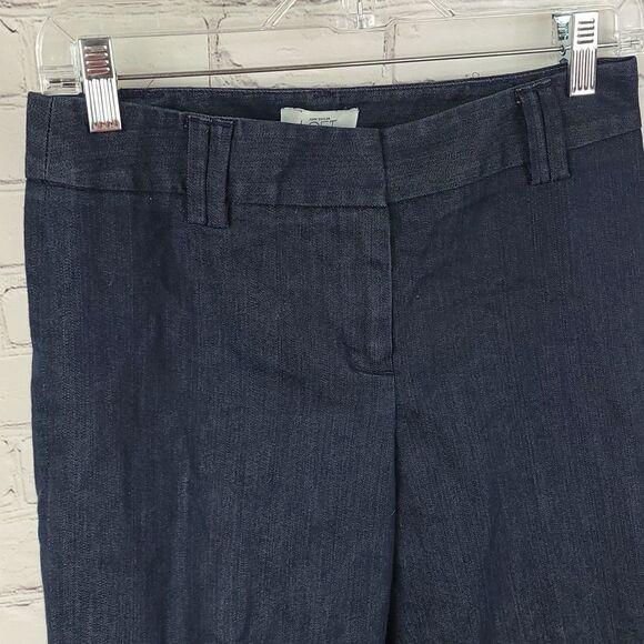 Ann Taylor LOFT Ann Crop Pants Cuffed Cropped Dark Blue Denim Trouser 👖 Capri - Picture 3 of 9